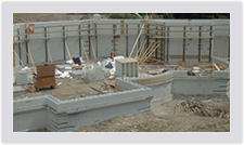 Curved walls can be accomplished using the Advantage ICF Blocks as well