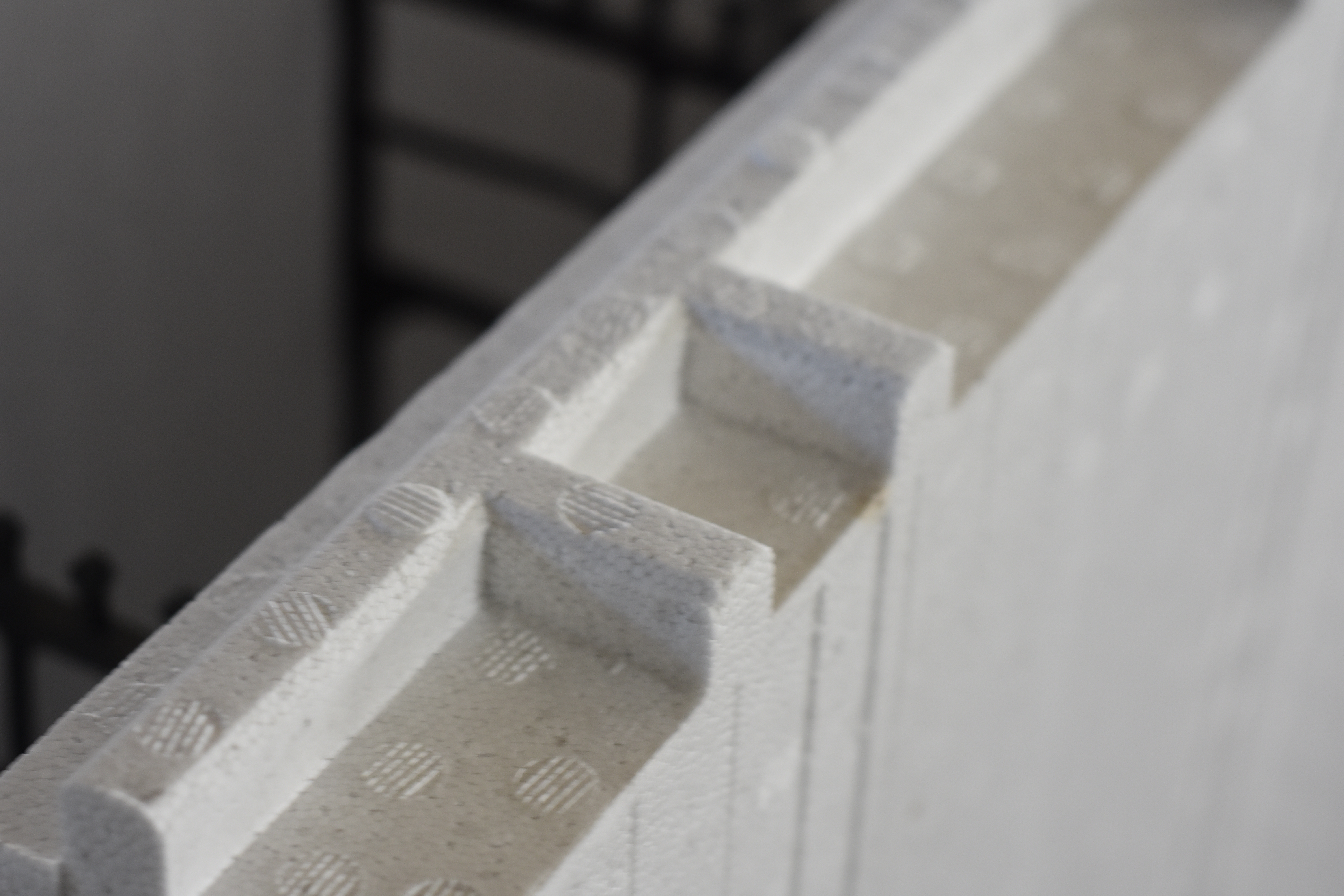 Embossed markings on the exterior of the Advantage ICF Blocks make attaching finishes quick and easy. 